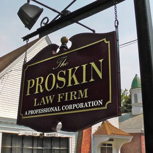 The Proskin Law Firm sign outside the office at 423 Loudon Road